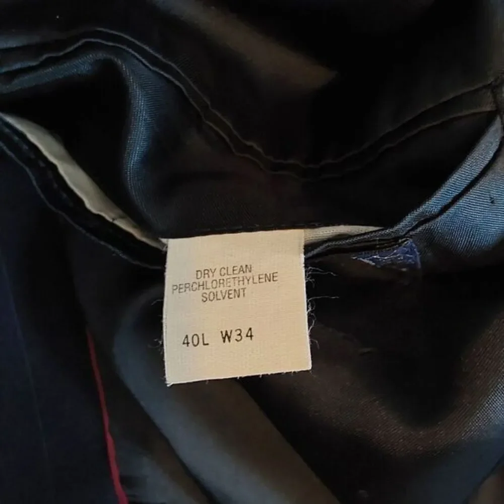 STANLEY BLACKER‎ Navy Blue Pinstripe Men's 2Pc Suit. Jacket Sz 40L & Pants 34x31